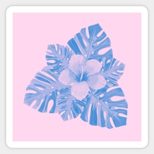 Tropical Hibiscus Pink Blue Sticker